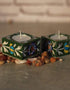Blue Pottery Candle Holder Set - Green Base